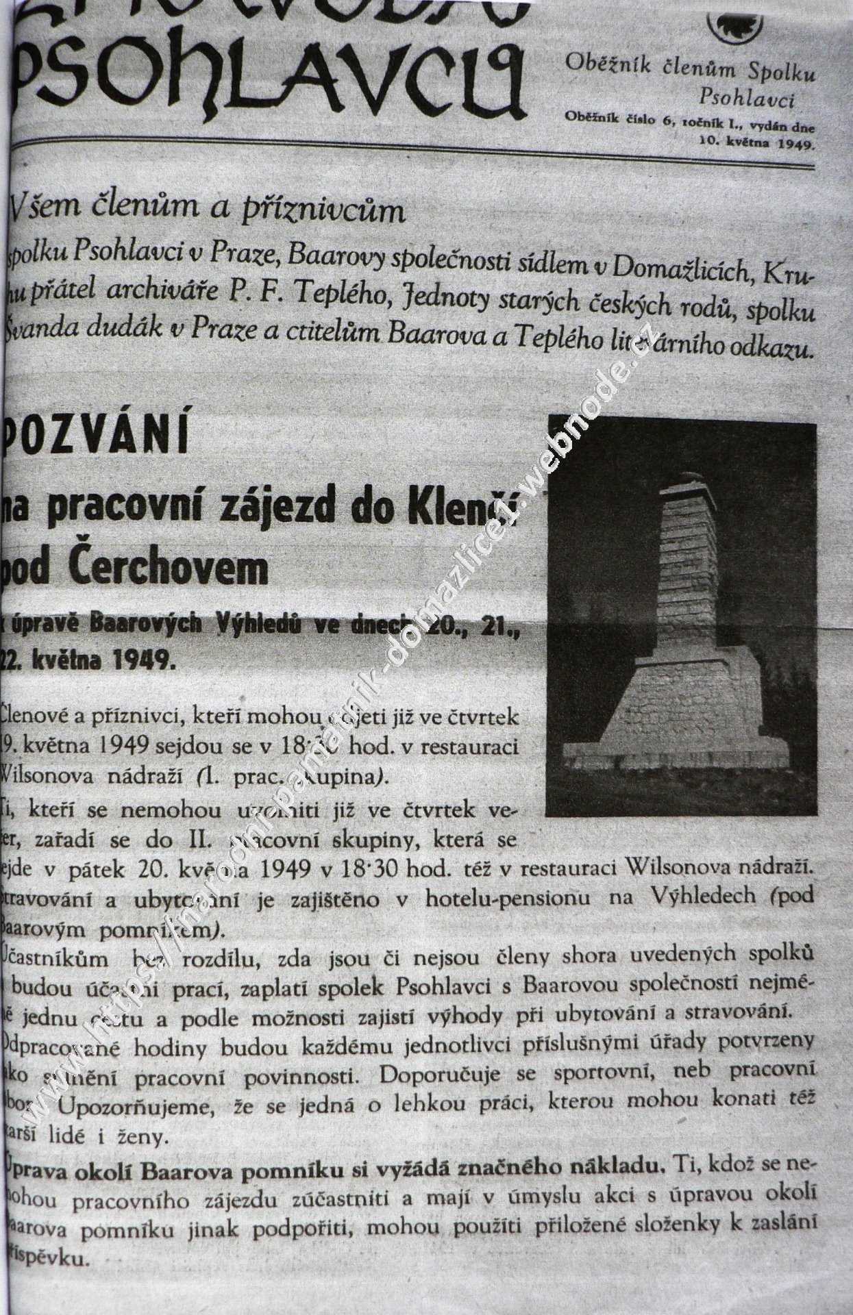 tiskový oběžník Zpravodaj Psohlavců